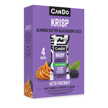 CanDo Krisp Protein-Rich Snack Bars, Almond Butter and Blackberry Jelly, 4-Pack