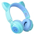 thumbnail image 4 of Riwbox Auriculares para niños, CT-7S Auriculares Bluetooth con Oreja de Gato con luz LED, limitación de Volumen de 85 dB, sobre la Oreja con micrófono para computadora portátil/PC/TV (Azul y Verde), 4 of 5