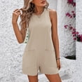 thumbnail image 4 of Women's Sleeveless Crew Neck Romper with Pockets Casual Loose Summer Short Jumpsuit, 4 of 7