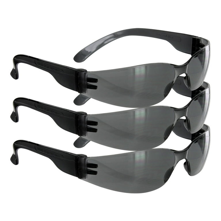 Rugged Blue Adult Unisex Small Faces Safety Sunglasses Work- Gray - 3PK