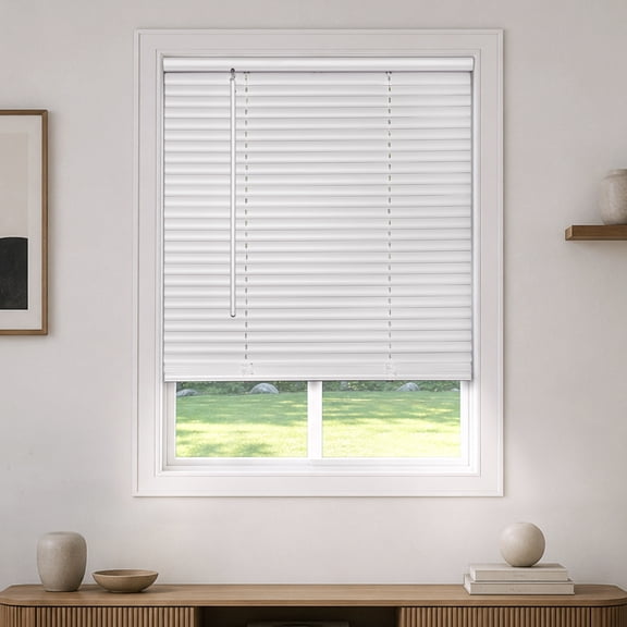 Mainstays 1" Cordless Vinyl Room Darkening Blinds, White, 31"W x 72"L