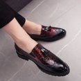 thumbnail image 2 of Mocasines con borlas para hombre, zapatos Oxford de piel para oficina, zapatos vintage rojos para hombre, zapatos de boda para hombre, zapatos sin cordones Pria (26,5 cm), 2 of 3