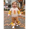 thumbnail image 5 of RUINIXCW Toddler Baby Girl Thanksgiving Outfit Infant Baby Girls Fall Winter Clothes Turkey Embroidery Ruffle Long Sleeve Sweatshirt and Bell Bottom Floral Pants Set, 5 of 10