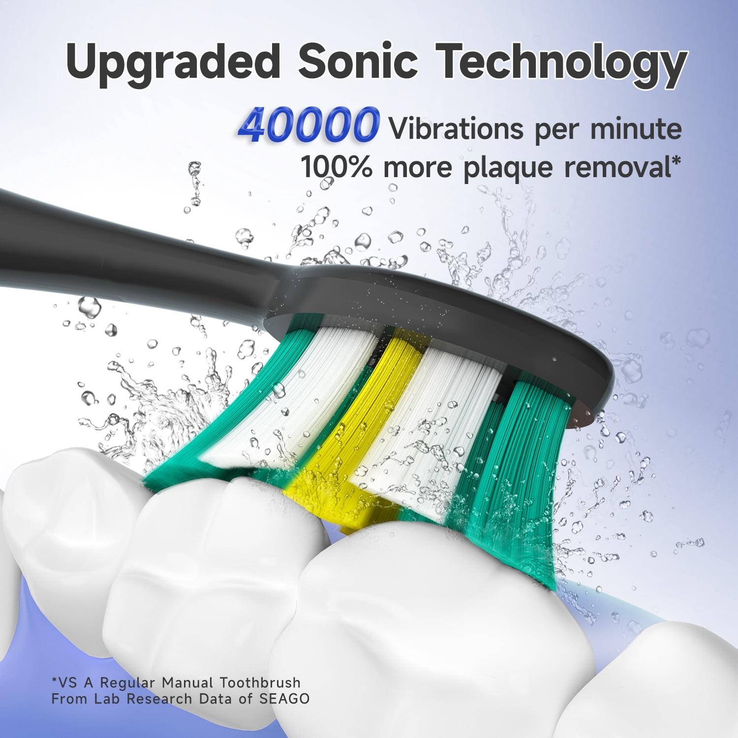 Seago Electric Toothbrush for Adult,Seamless Design,8 Brush Heads,Travel Case and Hold,Black SG2752