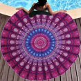 thumbnail image 2 of Tapiz redondo de mandala bohemio para colgar en la pared, manta de playa, toalla de picnic, 5 pies de ancho, 2 of 5