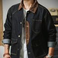 thumbnail image 4 of Chaqueta vaquera para hombre, informal, con botones, estilo cargo, de moda, abrigo vaquero rápido para hombre, entrega barata, elegante, original, estética de lujo Y2k, 4 of 5