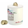 thumbnail image 1 of Watercolor Piggy Bank, Sketch of a Bird on an Empty Cage with Colorful Flowers Nature Imagery, Ceramic Coin Bank Money Box for Cash Saving, 3.6" X 3.2", Brown Multicolor, by Ambesonne, 1 of 4
