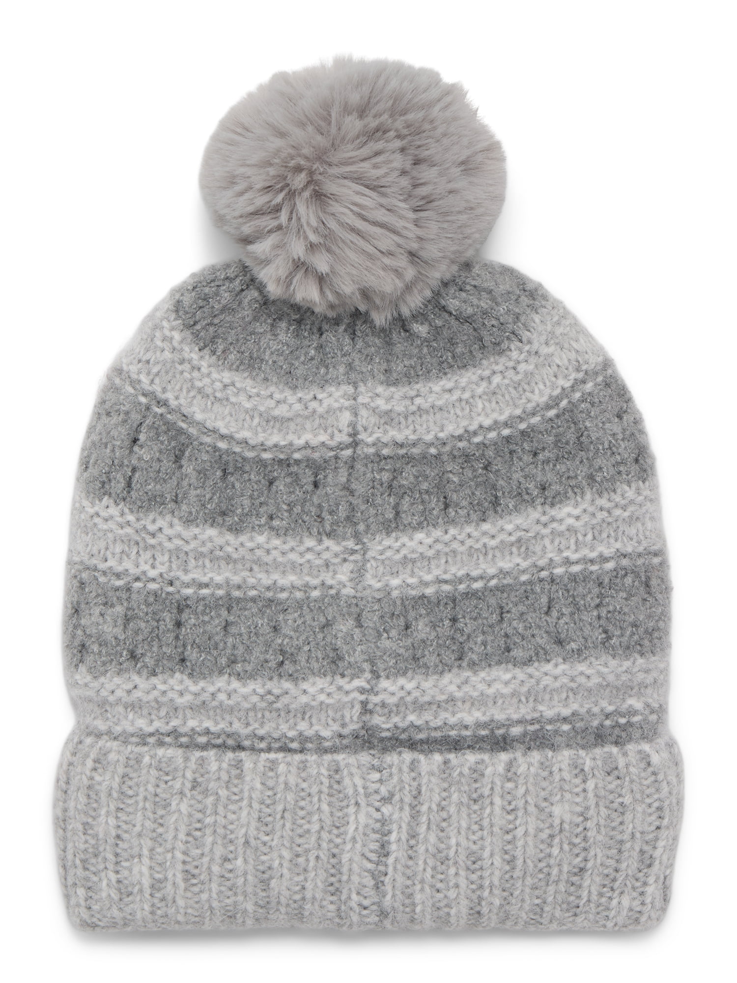 Time and Tru Women's Pointelle Beanie, One Size Fits Most, Medium Grey Heather