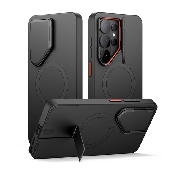 SURITCH for Samsung Galaxy S26 Ultra Phone Case, Magnetic Protective Cover with Camera Cover and Adjustable Metal Kickstand for Galaxy S26 Ultra, Black