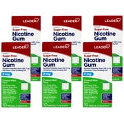 6 Pack - LEADER Nicotine Gum Stop Smoking Aid, 2 mg Nicotine, Sugar-Free, Coated Mint Flavor, 10 Count