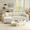 thumbnail image 3 of YYAo Corner Sofa with Reversible Chaise Lounge, Corduroy L-Shaped Sectional Sofa with Pocket Spring, Cream White, 3 of 8