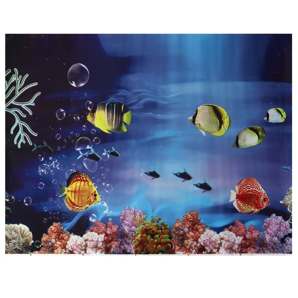 3D Aquarium Fish Tank Background Sticker Adhesive Wallpaper Fish Tank  Decorative Pictures Underwater Backdrop Decor (40 x 52cm) 