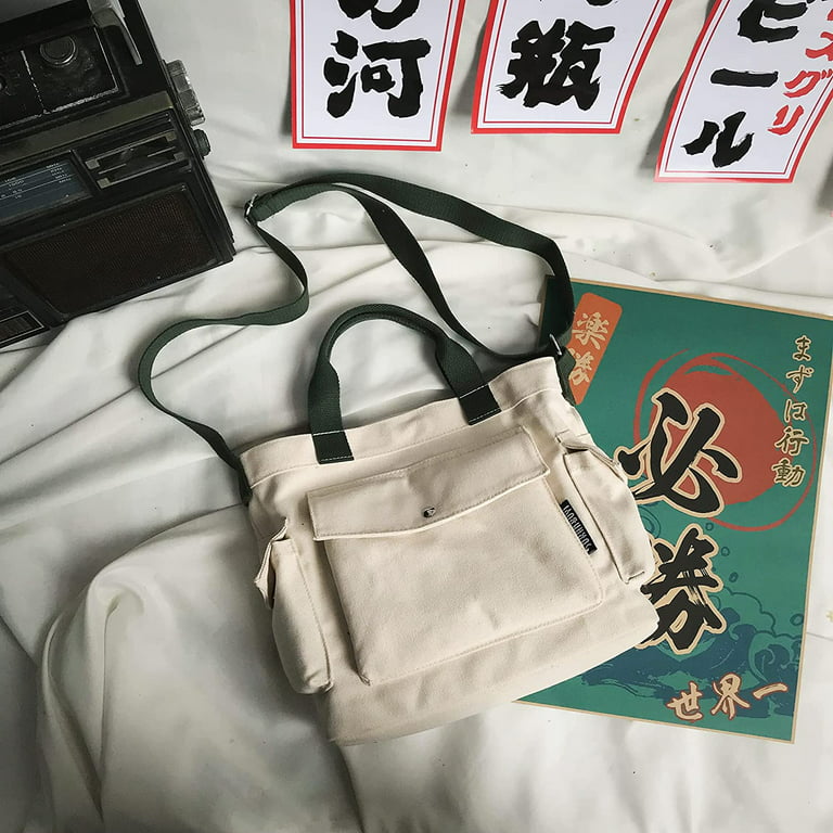 Clearance! SDJMa Canvas Tote Bag for Women Crossbody Shoulder Handbags  Multi-Pocket Handbag Teen Girl Cute Casual School Bag