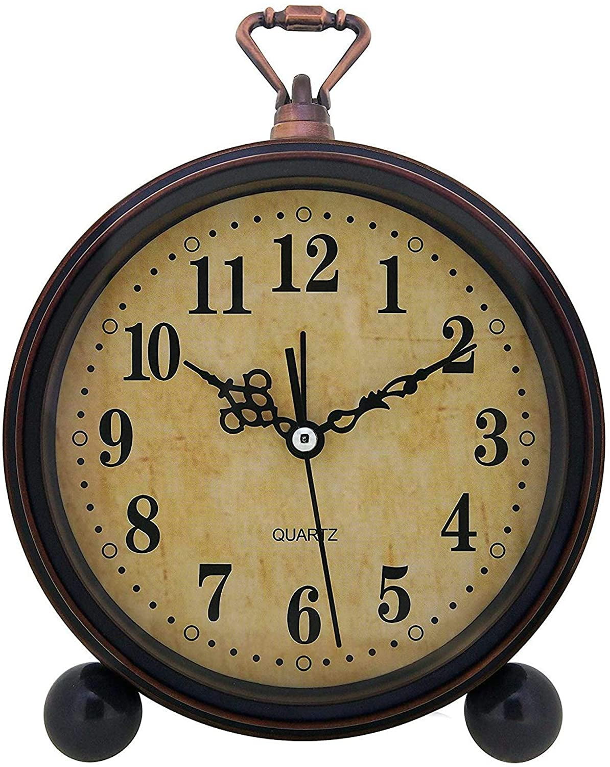 Wekity Vintage Alarm Clock , Analog Silent Small Bedside Desk Clock Battery Operated for Table Living Room Decor Shelf Gift Clock (Classic)