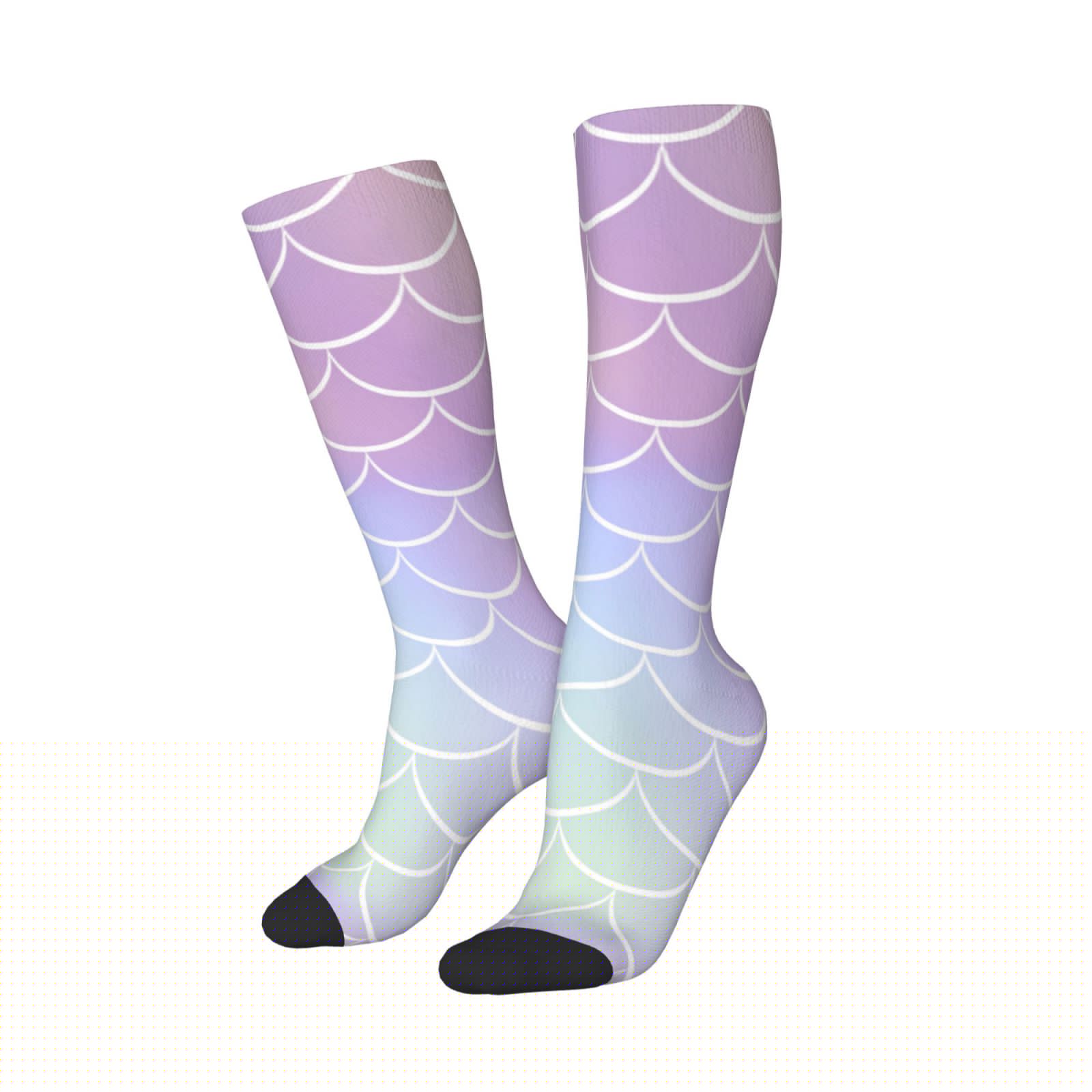 1 Black, variant on Women Crew Soft Moisture-wicking Socks Fish Scale1 Pattern Design Cotton Socks, One Size fit All