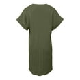 thumbnail image 5 of Womens Summer Casual Dresses Solid Color V Neck Short Sleeve Button Down Comfortable Mini Shirt Dress Holiday Wear, 5 of 6