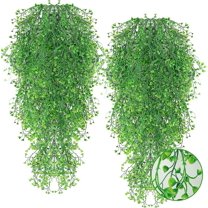 4Pcs Artificial Hanging Plants Faux Plastic Bell Leaves Greenery Ivy Hanging Vines Wall Plants for Indoor Outdoor Garden Patio Yard Room Party Weddings Home Decorations (Green)