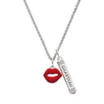 thumbnail image 1 of Delight Jewelry Silvertone Red Lips Silvertone Guardian Angel Bar Charm Necklace, 23", 1 of 4