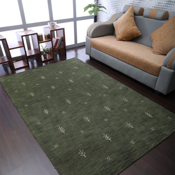 Rugsotic Carpets Hand Knotted Wool 8'x10' Area Rug Contemporary Green