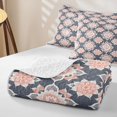 thumbnail image 4 of Erosebridal Cute Blossom Quilt King, Kawaii Flower King Coverlet Set, Pink Reversible, Slate Peach, 3-Piece (1 Bedspread and 2 Pillowcases), 4 of 7