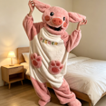 thumbnail image 4 of Funny Cartoon Coral Fleece Women’s Onesie Thickened Lazy Style Hoodless Jumpsuit Sleepwear, Breathable Skin‑Friendly Polyester Coral Fleece Loungewear for Cold Days, 4 of 5