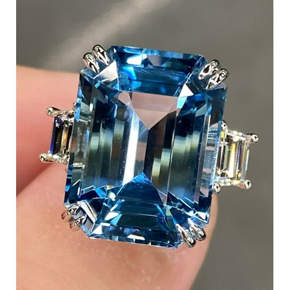 Lab Created Blue Aquamarine Ring Beautiful Promise Ring Engagement Ring For Love