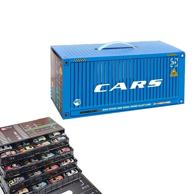 48pcs Mini Alloy Pull-Back Car Set 48-Piece Die-Cast Metal Toy Cars in Container Box, Collectible Racing Vehicle Collection for Kids and Car Enthusiasts