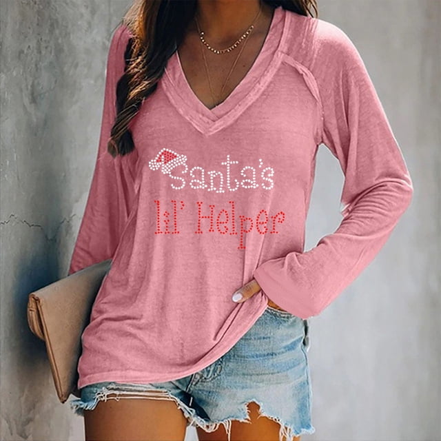 Pntutb Moda Mujer Causal Con Cuello En V Blusa Estampada Camiseta De Manga Larga Tops De Otoño Pntutb Pntutb-5238