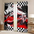 thumbnail image 2 of Erosebridal Red Race Car Curtains & Drapes Extreme Sport Games Blackout Curtains 76x54,Black White Checkered Curtains Car Themed Black Out Curtains Room Decor, 2 of 6