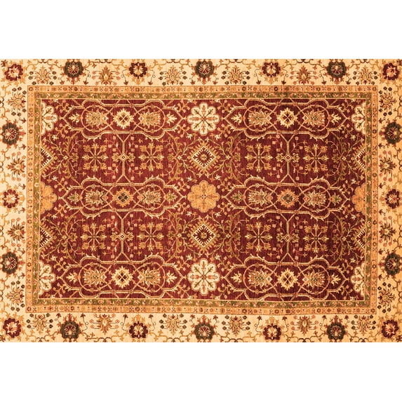 Ahgly Company Indoor Rectangle Abstract Orange Modern Area Rugs, 6' x 9'