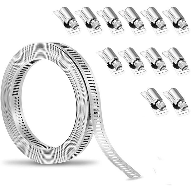 Hose Clamp34.5FT Adjustable with 12 Fasteners Duct Clamps for Automotive Heating Cooling Cables