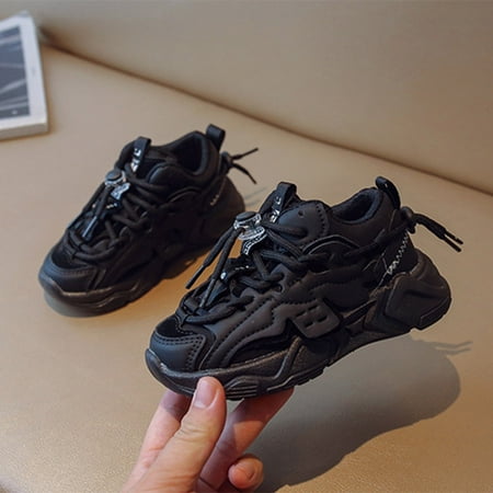 

nsendm Fashion Spring And Summer Children Sports Shoes For Boys And Girls Thick Soles Non Slip Comfortable Toddler Indoor Shoes Black 5 Years