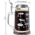 thumbnail image 2 of Fishing Lures Glass Beer Stein with Metal Lid and Thumb Lift - Premium Drinkware for Beer Enthusiasts, 2 of 8