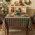 thumbnail image 6 of Checkered Square Tablecloth - Green Buffalo Plaid Linen Cotton Gingham Table Cloths, Winter Farmhouse Table Decorations for Dining/Parties/Holiday, 54 x 54 Inch, 6 of 13