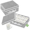 thumbnail image 1 of 2 Pack Boîte de Rangement pour Tasses et Tasses à Café avec Séparateurs, Conteneurs de Stockage en Chine Coque Rigide avec 24 Compartiments pour Déménagement et Protection (Gris), 1 of 8