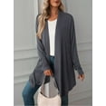 thumbnail image 3 of Deago Women's Draped Front Open Cardigan Casual Long Sleeve Lightweight Cardigan Sweaters Duster (Gray, XL), 3 of 7