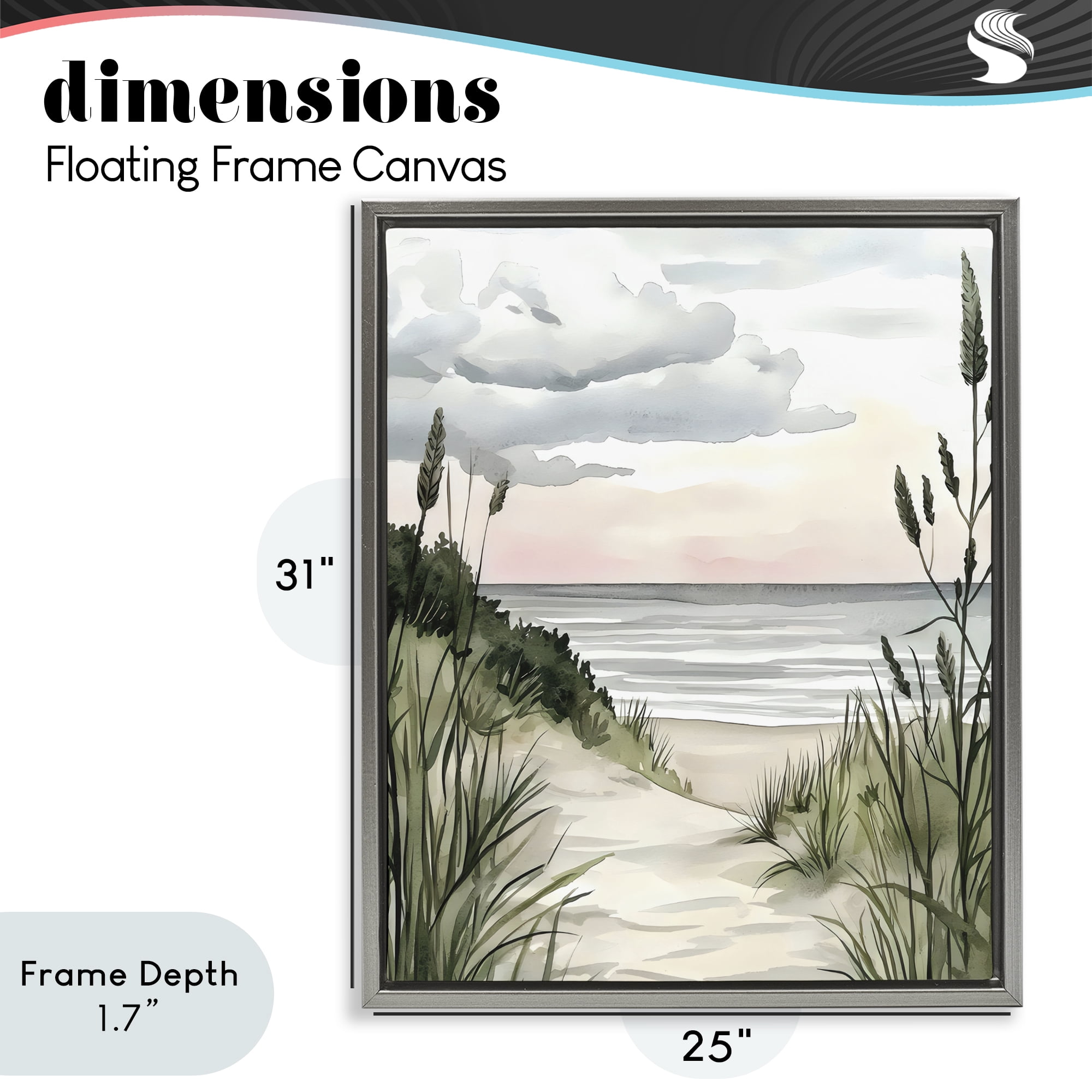 Stupell Industries Coastal Calm Seaside Dunes Gray Framed Floater Canvas Wall Art, design by Riley B