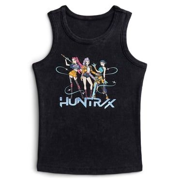 K-Pop Demon Hunters Girls Mineral Wash Graphic Tank Top, Huntrix Trio, Sizes 4-16
