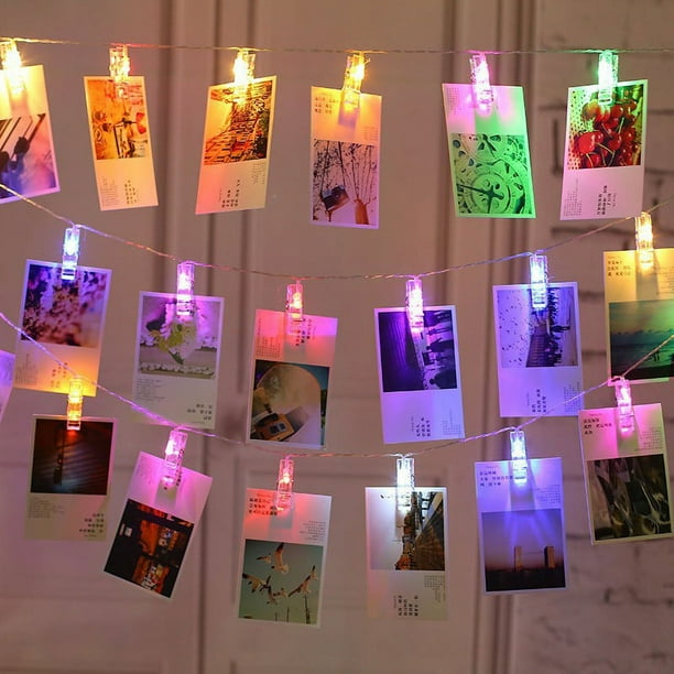 Guirnalda de luces LED decorativas de 6 m con 40 LED de ambiente para iluminación interior en dormitorios, Navidad y habitaciones infantiles; funciona con pilas; colorida.