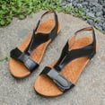 thumbnail image 6 of Peep-Toe Flat Sandals For Women With Cork Footbed T-Strap Design Breathable Casual Shoes For Spring And Summer In Black Color Size Us 6 For Foot Length 9.25 Inches Made Of Pu Material Blac, 6 of 8