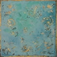 thumbnail image 2 of Pinto, Patricia 20x20 Black Ornate Wood Framed with Double Matting Museum Art Print Titled - Gold Swirls on Blue, 2 of 4