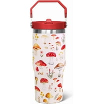 30 Oz Mushroom Flip Tumbler With Handle,Mushroom Coffee Travel Mug Cup Water Bottle,Mushroom Gifts for Women,Mushroom Decor Stuff Accessories