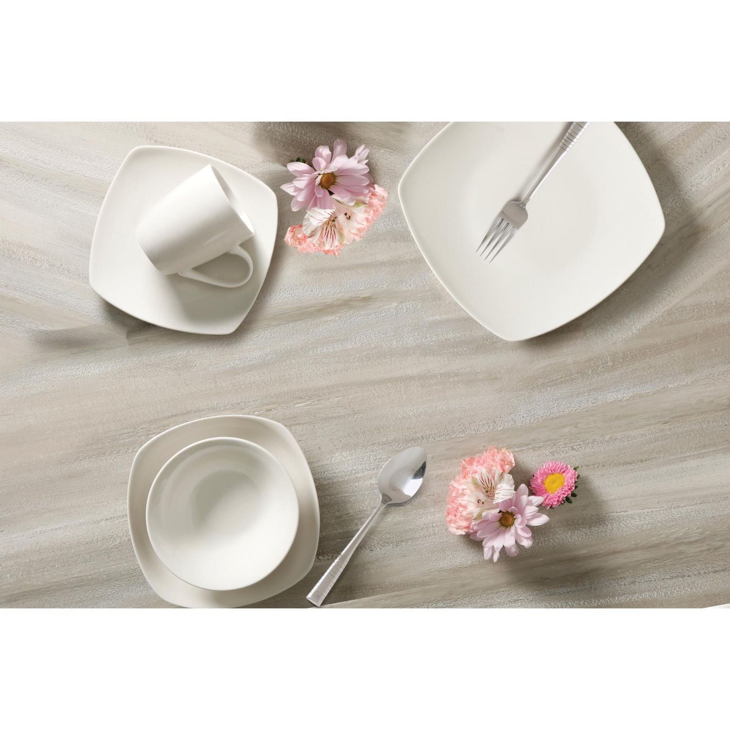 Gibson Home Hagen 30 Piece Dinnerware Set, Service for 6, White, Fine Ceramic