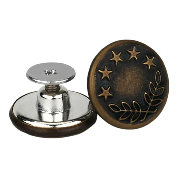 3x 17mm Replacement Jean Buttons, No Sew Instant Button Detachable Pants Button Bronze Star