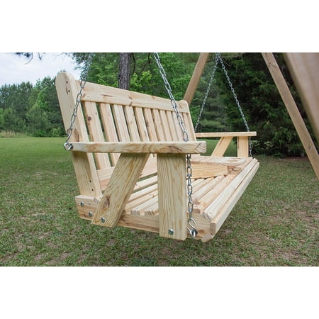 Patio Porch Swing Home Garden Lawn Outdoor Backyard Patio 5ft Portable Cup Holder ROLLED seating Amish Heavy Duty Porch Swing Made in USA ()