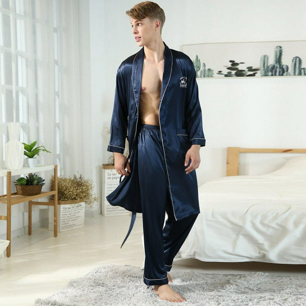 Men s Luxury Silk Satin Pajama Pyjama Pants Long PJ Bottoms Walmart