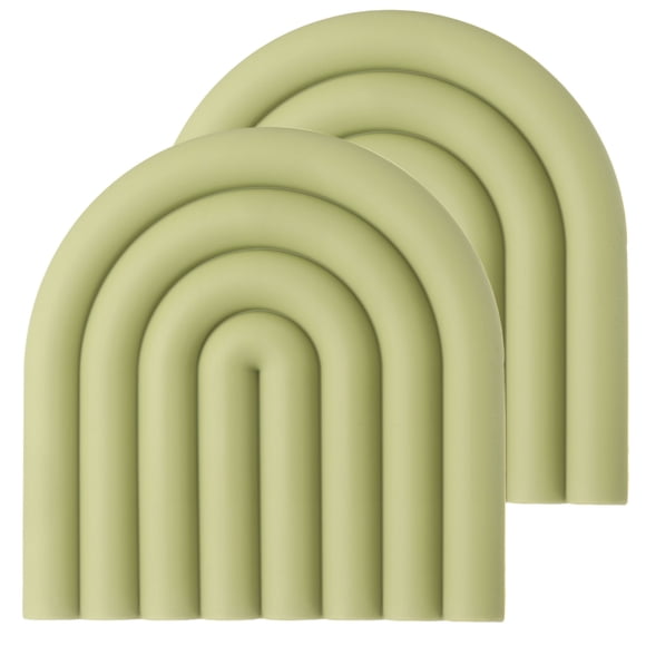 2 Piezas de Alfombrillas de Silicona para Ollas y Sartenes Calientes, Soportes en Forma de U de 6" para Ollas y Platos Calientes (Verde)