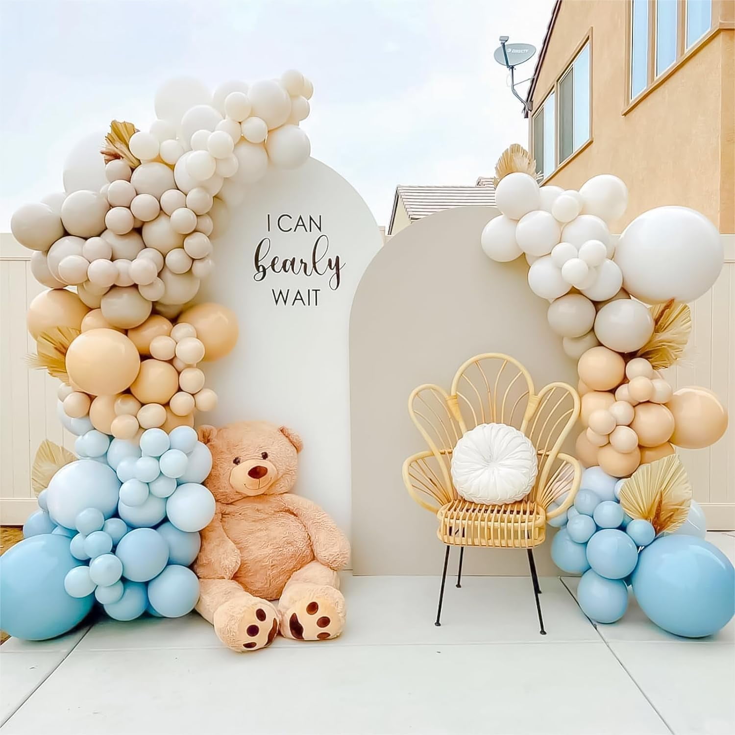 Ikerall Balloon Arch (White) Kit is 8.2 feet high and 5 feet wide with 30 balloon clips, a balloon pump, and other accessories DIY Free Bending Shape Half Arch Aluminum Alloy Material Bracket with PV