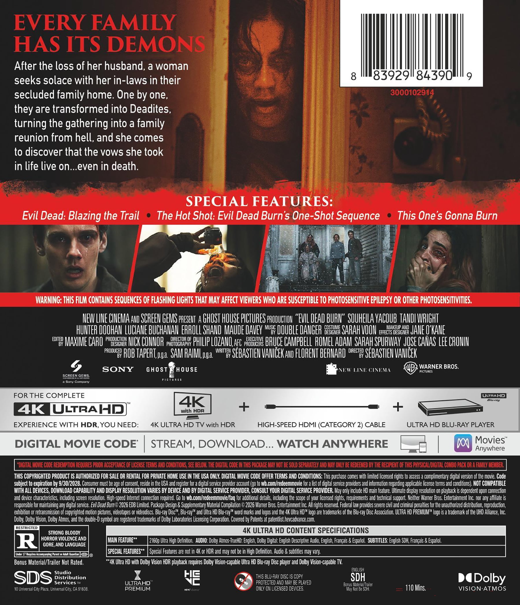 Evil Dead Burn (4K Ultra HD + Digital Copy), Horror, Warner Bros.