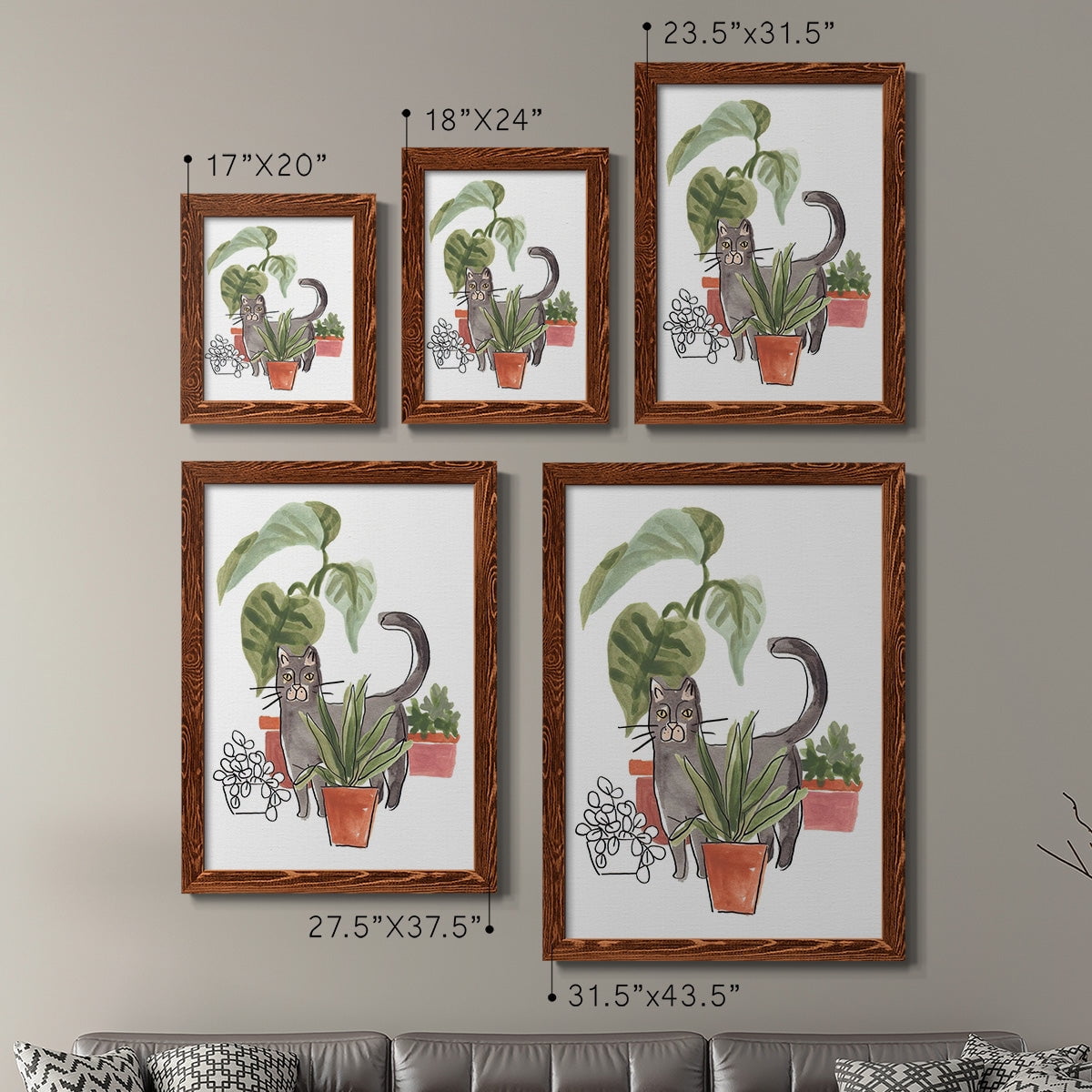 Purrfect Plants I - Premium Framed Canvas 2 Piece Set - Ready to Hang